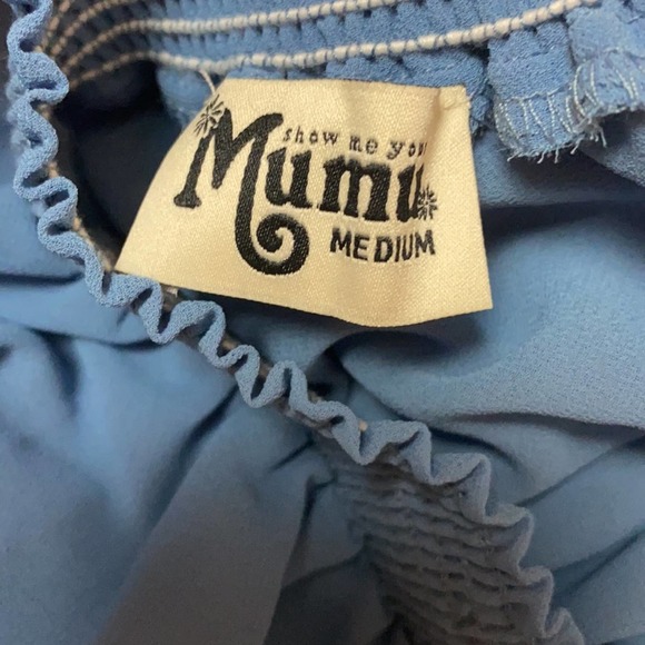 Show me your Mumu  off the shoulder Bridesmaid Maxi Dress Blue - Picture 5 of 6